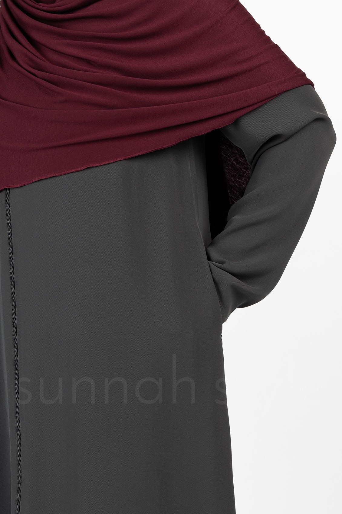 Sunnah Style Essentials Full Zip Abaya Slim Dark Grey